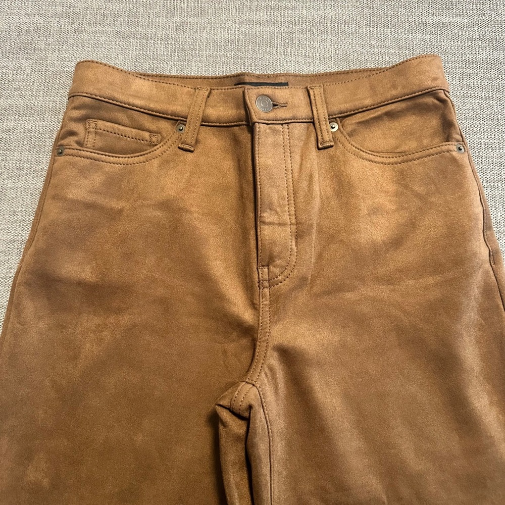 Banana Republic Wide Leg High Rise Pants Women 28/6 Brown Faux Suede - Picture 5 of 11